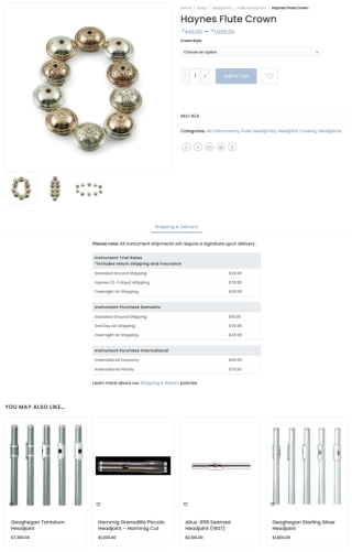 Buy Haynes Flute Crown Online at  440   Flute World