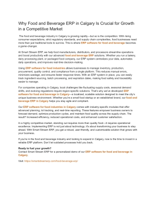 Why Food and Beverage ERP in Calgary Is Crucial for Growth in a Competitive Market