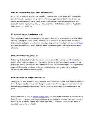 What are some common myths about alkaline water