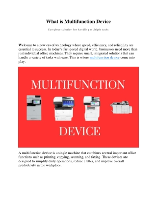 What Is  Multifunction Device? Explained by Pivotal Andor