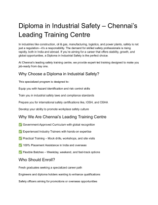 Diploma in Industrial Safety – Chennai’s Leading Training Centre (2)