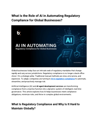 How AI in Regulatory Compliance Powers Growth | Bluebash