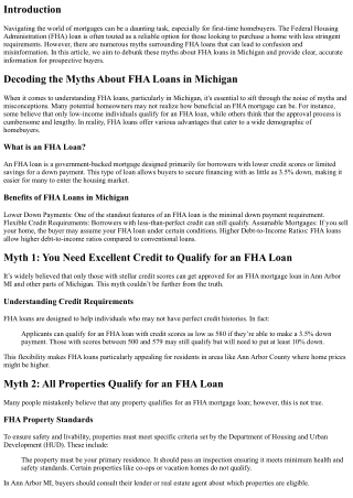 Decoding the Myths About FHA Loans in Michigan
