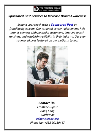 Sponsored Post Services to Increase Brand Awareness