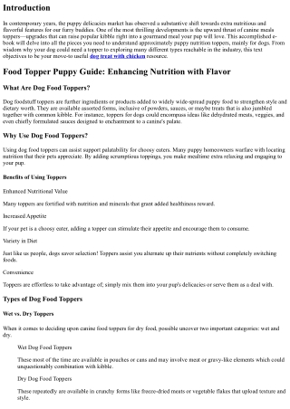 Food Topper Puppy Guide: Enhancing Nutrition with Flavor