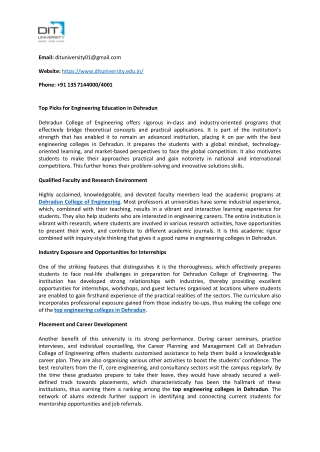 Top Picks for Engineering Education in Dehradun