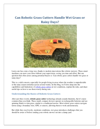Mowing Wet Grass with a Robotic Cutter: Do’s and Don’ts