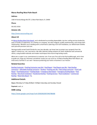 Marzo Roofing West Palm Beach