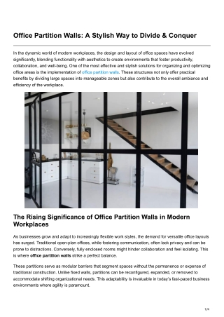 Office Partition Walls A Stylish Way to Divide & Conquer