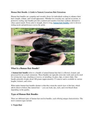 Human Hair Bundle A Guide to Natural, Luxurious Hair Extensions
