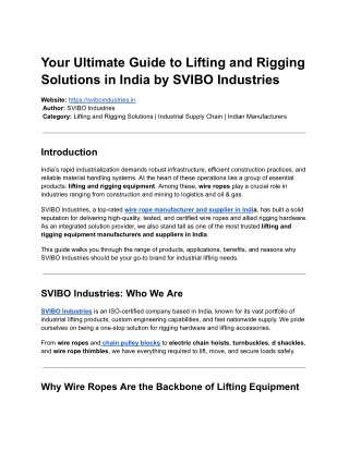 Wire Rope Manufacturers and Suppliers in India – Complete Lifting and Rigging Equipment Handbook