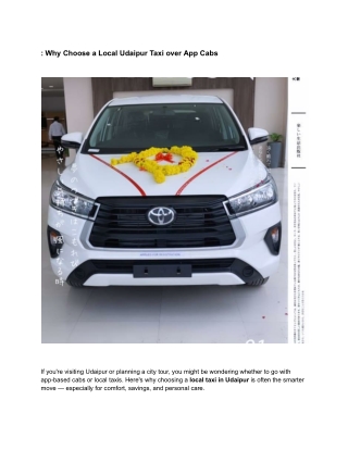 why choose a local udaipur taxi over app cab