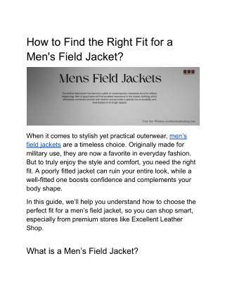 How to Find the Right Fit for a Men's Field Jacket_