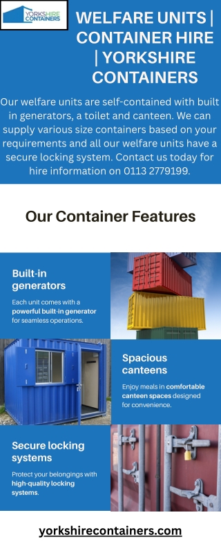 Welfare Units  Container Hire  Yorkshire Container