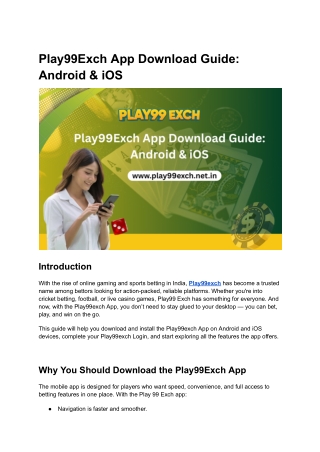 Play99Exch App Download Guide Android & iOS