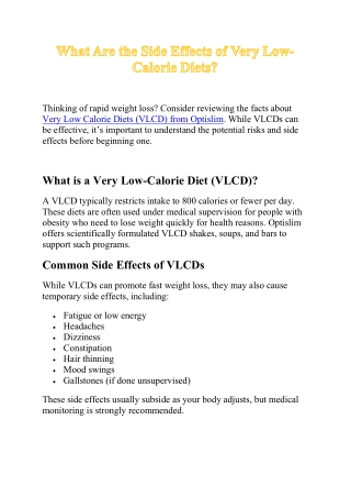 What Are the Side Effects of Very Low