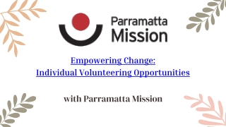 Individual Volunteering Opportunities with with Parramatta Mission