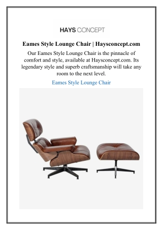 Eames Style Lounge Chair | Haysconcept.com