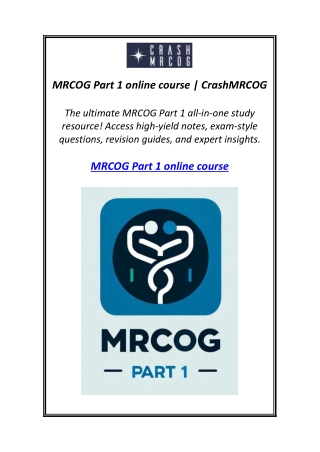 MRCOG Part 1 online course | CrashMRCOG