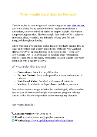 Which weight loss shakes are the best