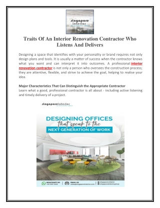 Traits Of An Interior Renovation Contractor Who Listens And Delivers