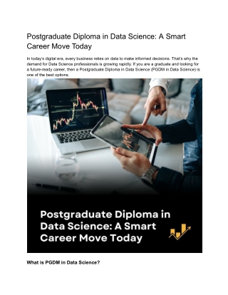 Postgraduate Diploma in Data Science: A Smart Career Move Today