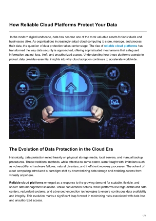 How Reliable Cloud Platforms Protect Your Data