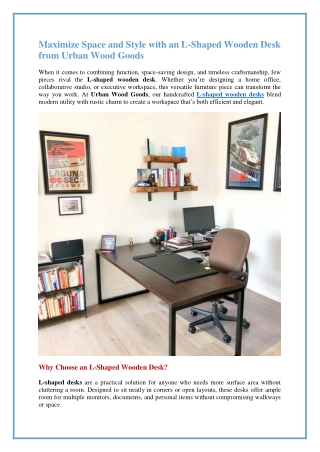 Custom-Made L-Shaped Wooden Desk for Modern Office Setups – Urban Wood Goods