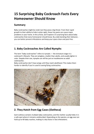 15 Surprising Baby Cockroach Facts Every Homeowner Should Know