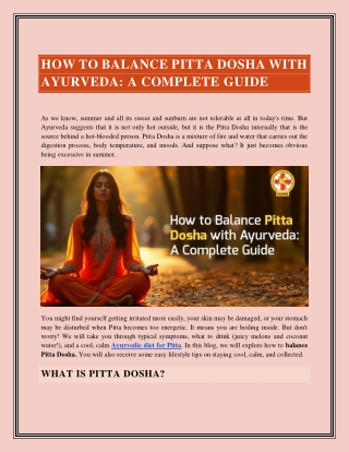 How to Balance Pitta Dosha with Ayurveda_ A Complete Guide