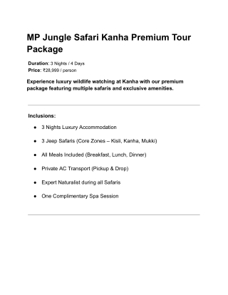 Kanha Premium Tour