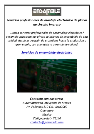 Servicios profesionales de montaje electrónico de placas de circuito impreso