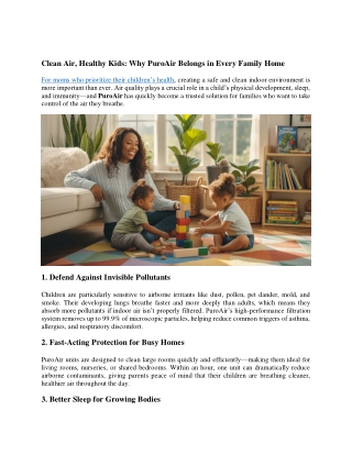 Clean Air, Healthy Kids Why PuroAir Belongs in Every Family Home