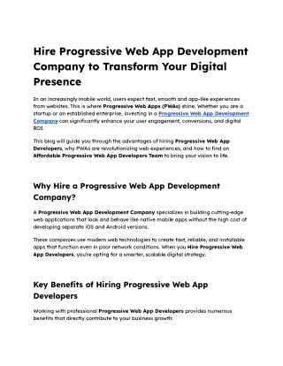 Hire Progress Web App Development Company