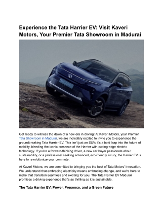 Experience the Tata Harrier EV_ Visit Kaveri Motors, Your Premier Tata Showroom in Madurai