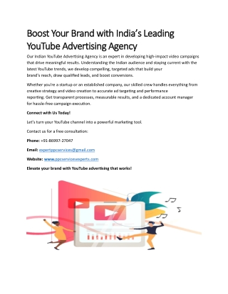 Boost Your Brand with India’s Leading YouTube Advertising Agency