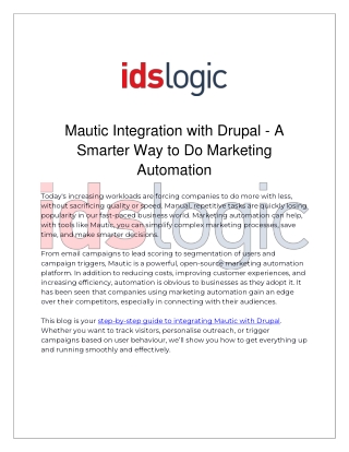 Mautic Integration with Drupal - A Smarter Way to Do Marketing Automation - UK 2025
