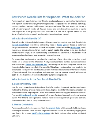 Best Punch Needle Kits for Beginners