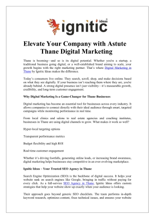Hire Experts for Digital Marketing in Thane with Ignitic Ideas Today