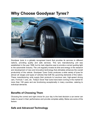 Why Choose Goodyear Tyres_