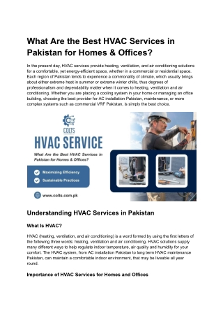 What Are the Best HVAC Services in Pakistan for Homes & Offices