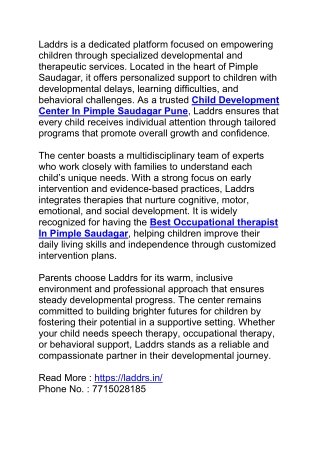 Child behavior therapy in Wakad - Laddrs