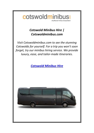 Cotswold Minibus Hire | Cotswoldminibus.com