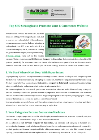 Top SEO Strategies to Promote Your E-Commerce Website