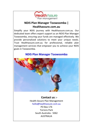NDIS Plan Manager Toowoomba Healthassure.com
