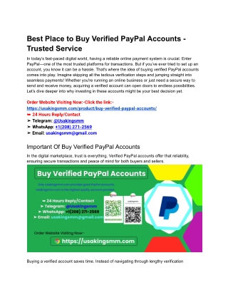 Best Place to Buy Verified PayPal Accounts - Trusted Service