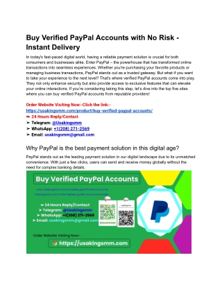 Buy Verified PayPal Accounts with No Risk - Instant Delivery