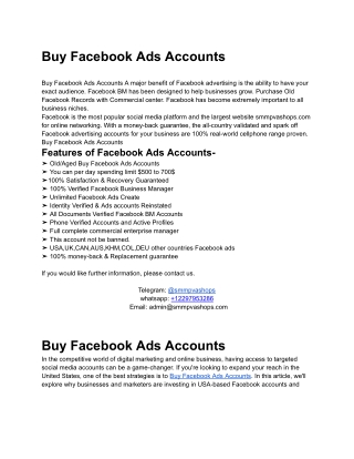 Buy Facebook Ads Accounts