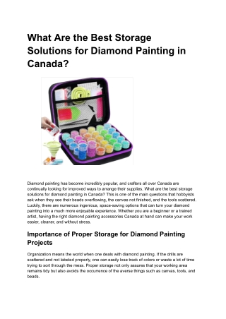 What Are the Best Storage Solutions for Diamond Painting in Canada