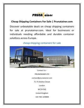 Cheap Shipping Containers For Sale  Prunatainer.com